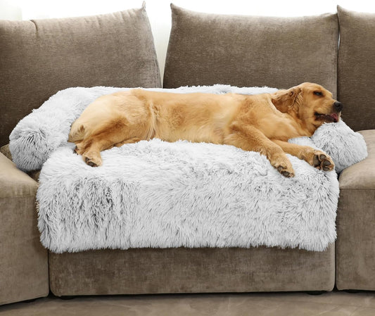 Calming Dogs/Cats Bed Mats, Dog Pad Washable Removable Couch Cover, Plush Long Fur Mat for Pets, Perfect for Small, Medium and Large Dogs and Cats