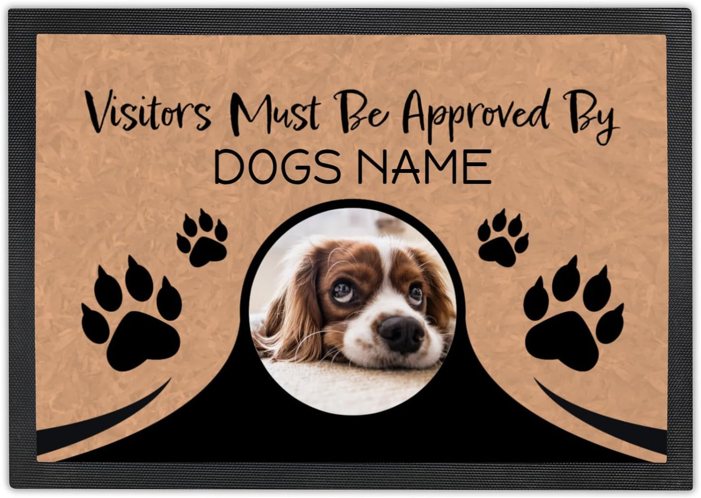 Personalized Dog Door Mat with Photo and Name - Customized Welcome Mat - Floor Mats - Front Door Mat - Visitors Must Be Approved - Abrasion-Resistant and Non-Slip (20" x 14")