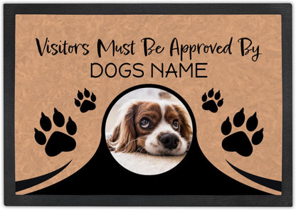 Personalized Dog Door Mat with Photo and Name - Customized Welcome Mat - Floor Mats - Front Door Mat - Visitors Must Be Approved - Abrasion-Resistant and Non-Slip (20" x 14")