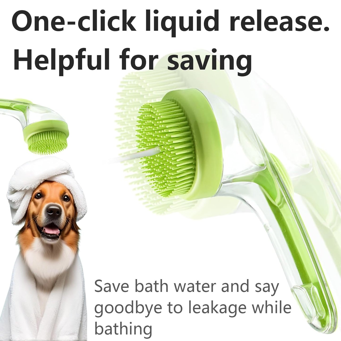 Dog Brush 2-in-1 Pet Bath Brush with Soap Dispenser, Dog Shampoo Brush Bubble Maker 2025 - Dog Bath Scrubber for Bathing, Grooming & Massage - for Long/Short Haired Dogs & Cats (green)