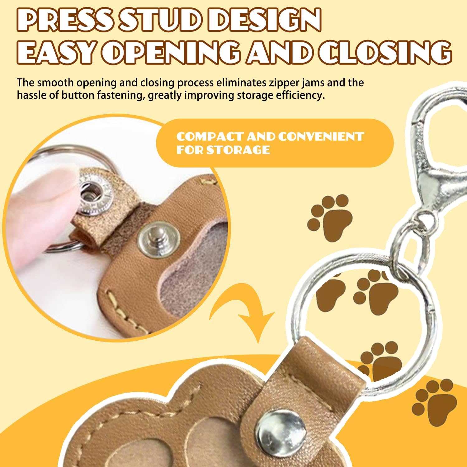 3 Pcs Dog Fur Storage Keychain, Cute Leather Paw Keychain Pet Hair Keepsake Keyring, Unique Memorial Collection Key Chain, Pet Memorial Gifts for Bag Purse Paw Charm Key Holder(Gray,Black,Brown)
