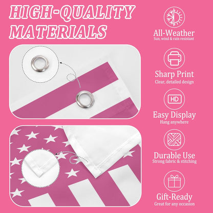 Custom Pink American Flag 3x5 ft with Personalized Image, Decorative Flag for Bedrooms, Living Rooms, Dormitories, Events and Wall Display