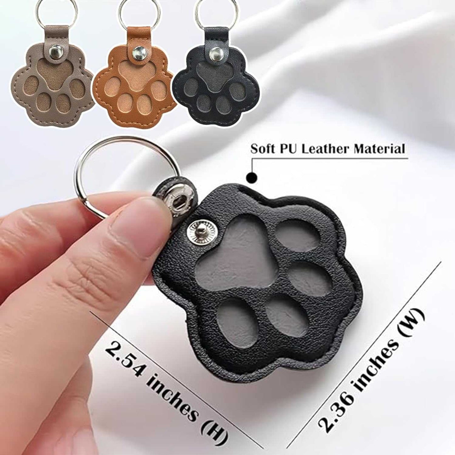 3 Pcs Dog Fur Storage Keychain, Cute Leather Paw Keychain Pet Hair Keepsake Keyring, Unique Memorial Collection Key Chain, Pet Memorial Gifts for Bag Purse Paw Charm Key Holder(Gray,Black,Brown)