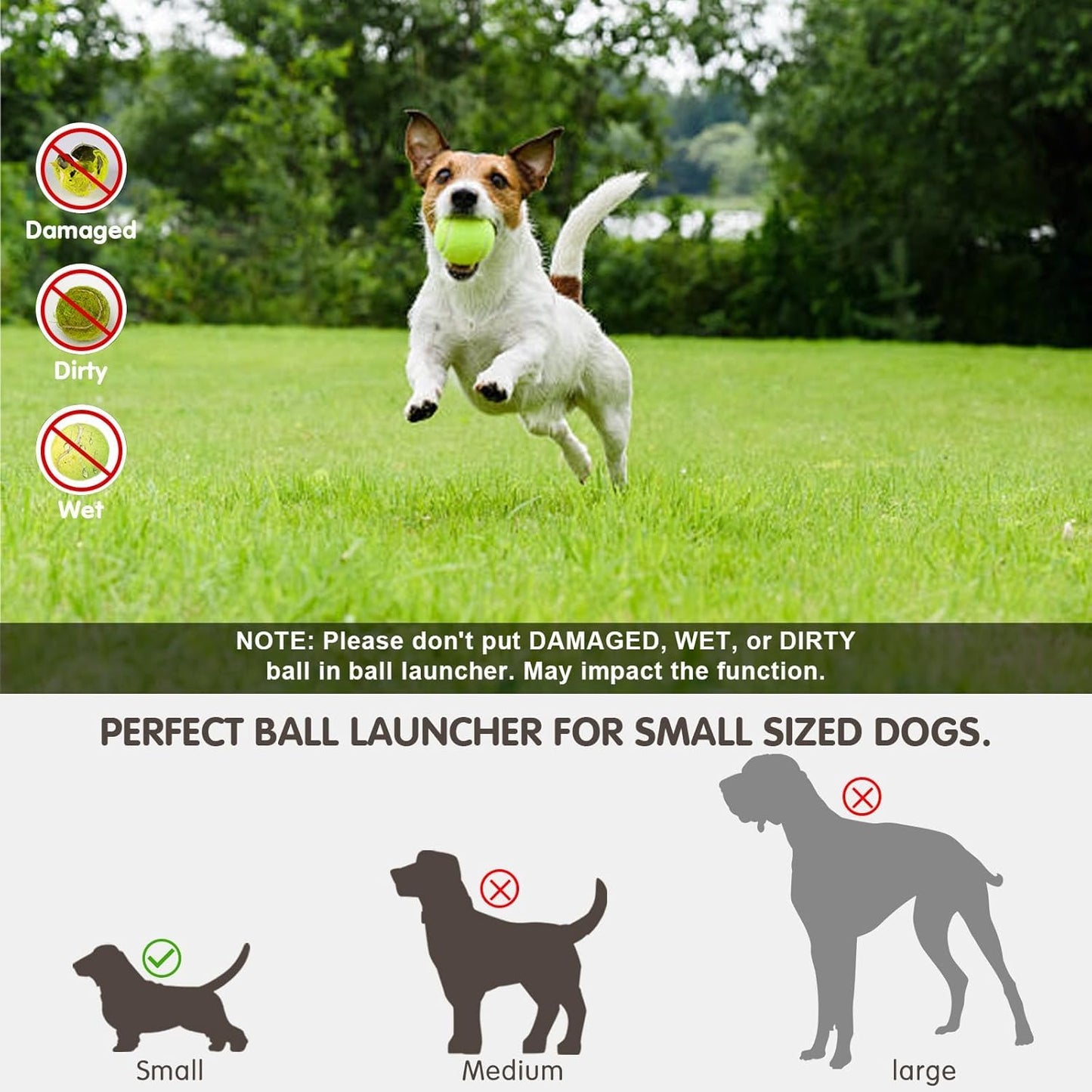 Dog Ball Thrower Launcher, Automatic Launcher with 6 Mini Tennis Balls, Interactive Dog Toys Indoor Outdoor Ball Thrower Machine for Small Dogs with 3 Distance Settings