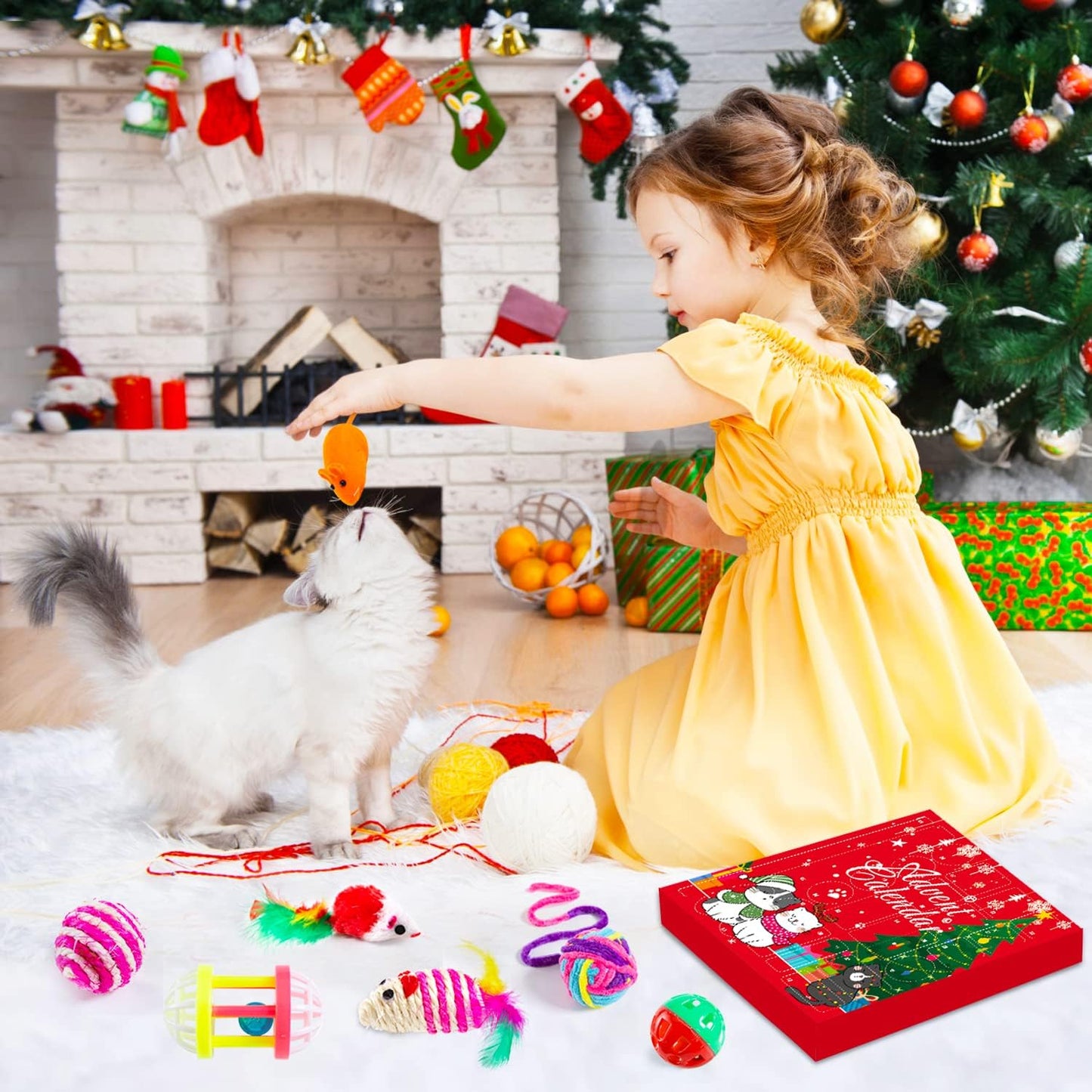 Cat Advent Calendar 2025, 24 Days Cat Toy Countdown Calendar Christmas Toys for Kitten with Catnip Toys, Mice, Xmas Gifts for Cat Lovers