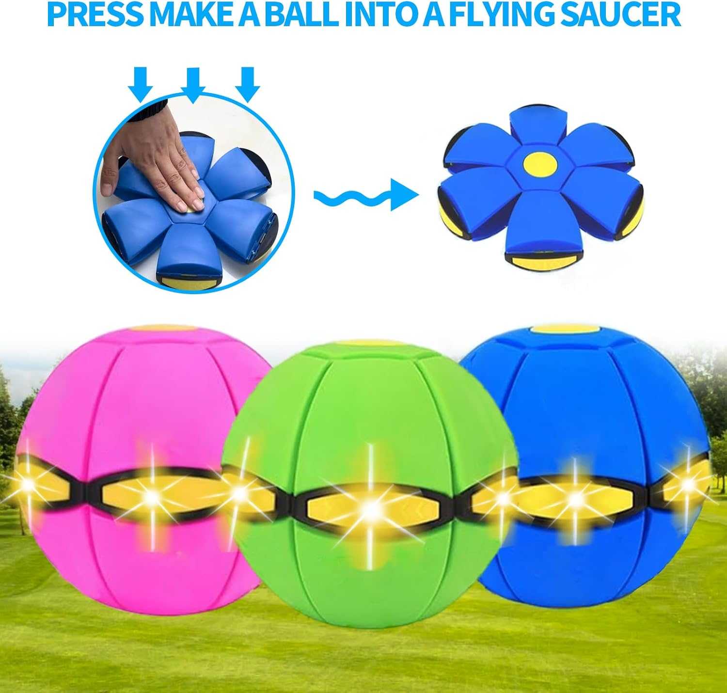 2PCS Dog Flying Disc Toy, Pet Toy Flying Saucer Ball with 3 Light for Dogs, Dog Toy Outdoor Toy Doggy Disc Ball, Outdoor Games