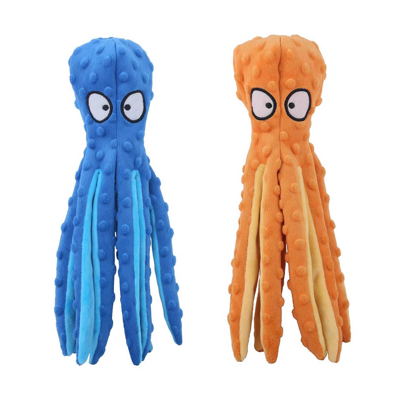 Dog Squeaky Toys Octopus - No Stuffing Crinkle Plush Toys for Puppy Teething, Durable Interactive Chew Toys for Small, Medium and Large Dogs Training and Reduce Boredom, 2 Pack