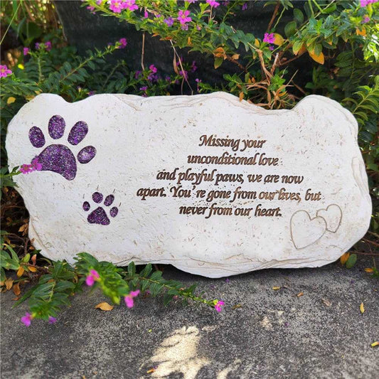 Shinning Paw Prints Pet Memorial Stones Headstones for Dogs or Cats, Resin Pet Grave Markers Plaques Memorial Gifts Sympathy Gift for Loss of Dog Outdoor