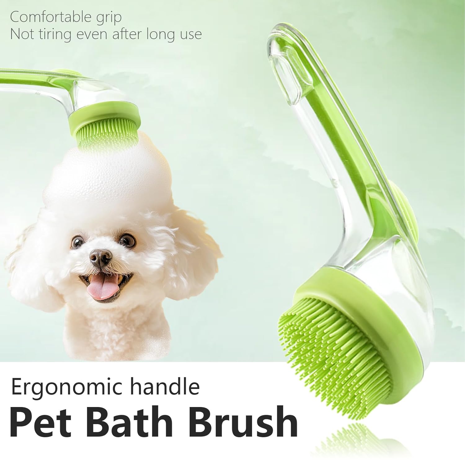 Dog Brush 2-in-1 Pet Bath Brush with Soap Dispenser, Dog Shampoo Brush Bubble Maker 2025 - Dog Bath Scrubber for Bathing, Grooming & Massage - for Long/Short Haired Dogs & Cats (green)