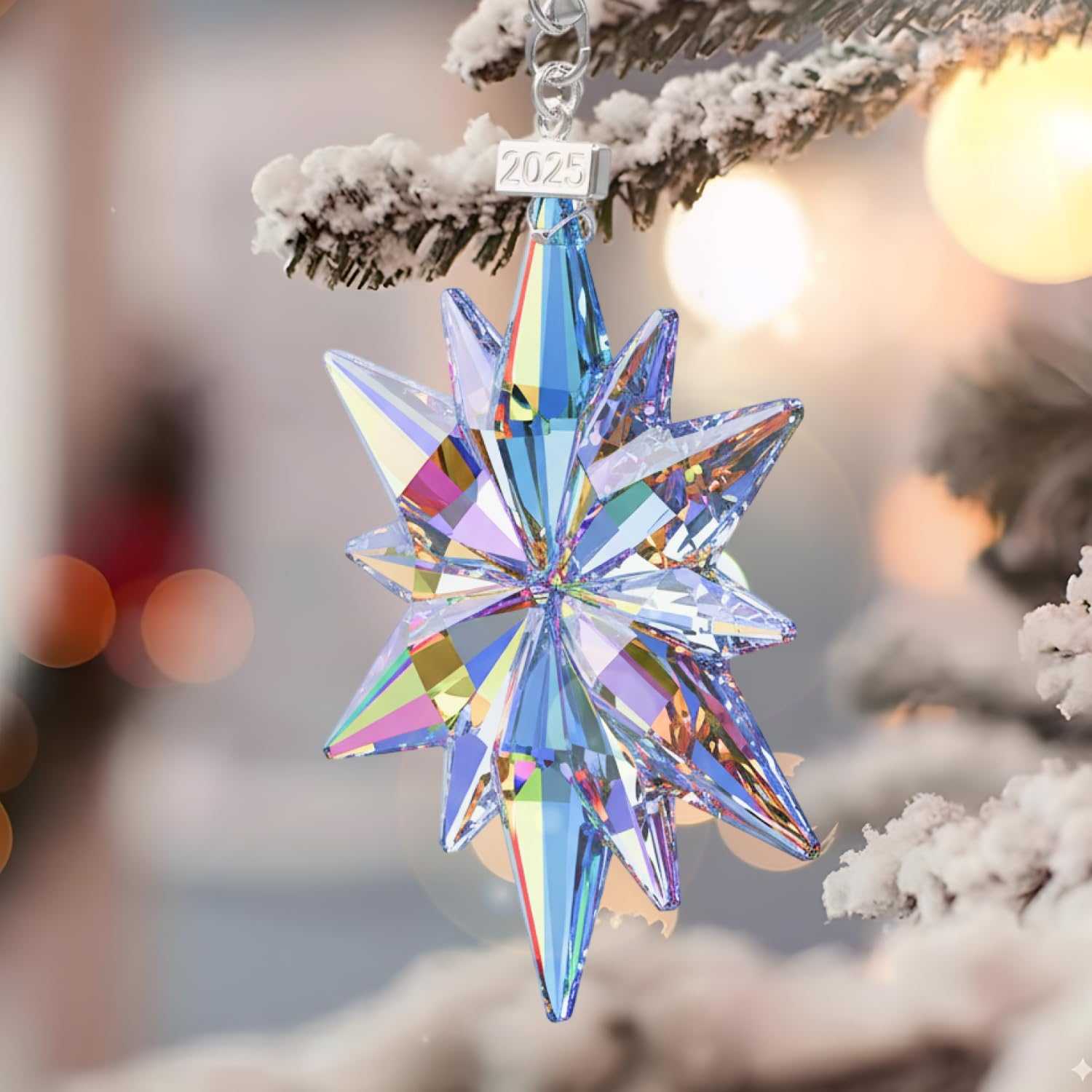 2025 Crystal Christmas Ornaments Snowflake Stars - Sparkly Crystal Ornaments for Christmas Tree, Bling Butterfly Christmas Ornaments for Women Girls