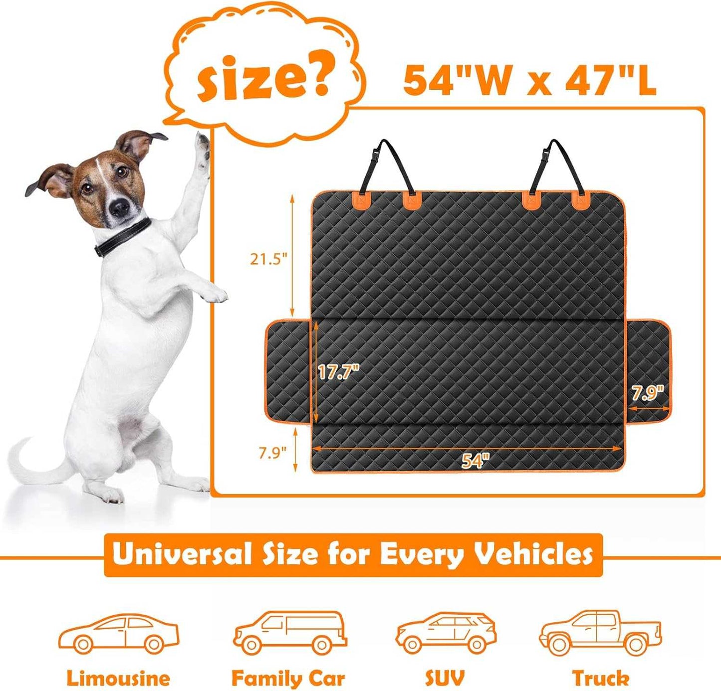 MIXJOY Dog Seat Cover for Back Seat Waterproof Dog Seat Covers for Cars, Car Seat Protector for Dogs, Nonslip Back Seat Cover for Trucks & SUV