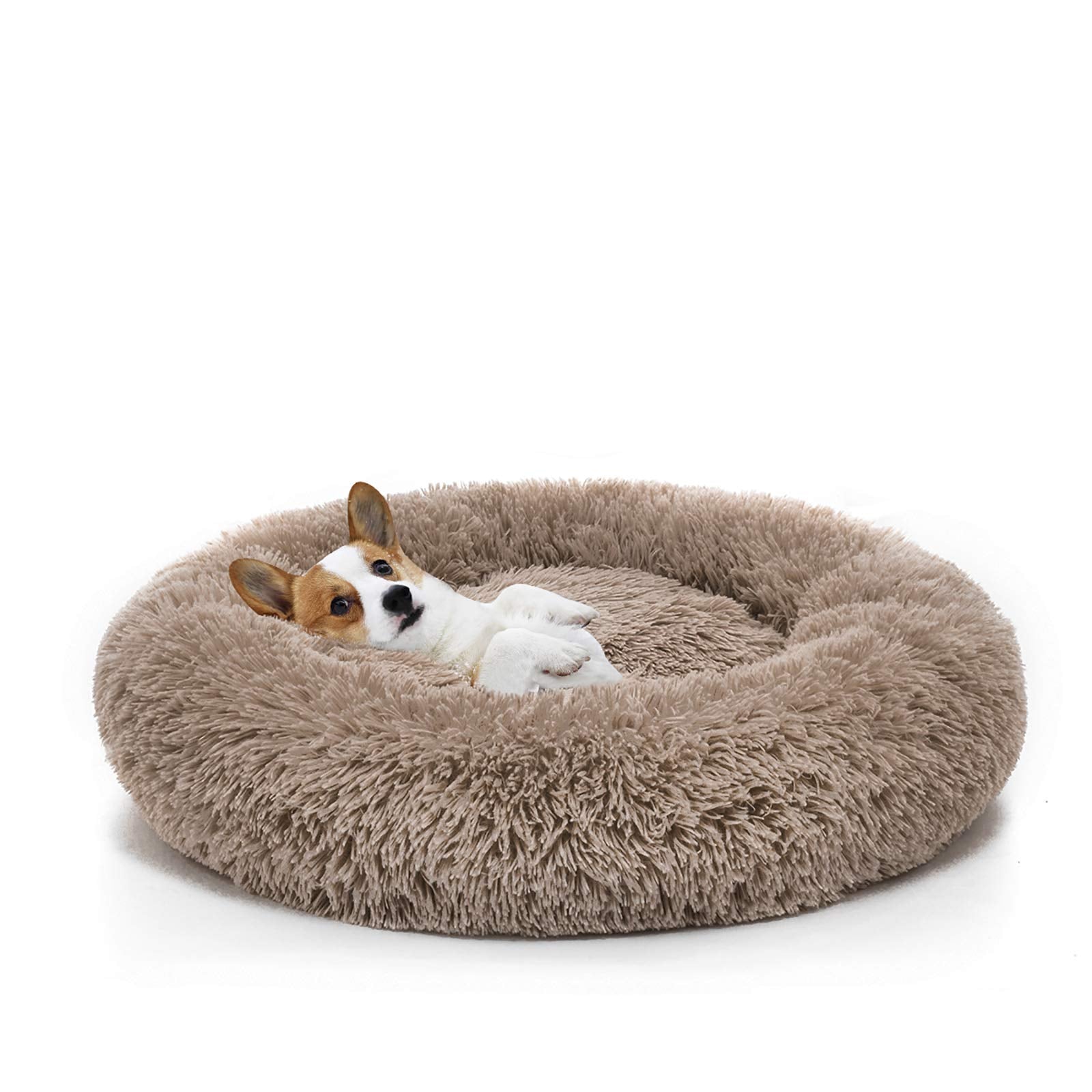 MIXJOY Ultra Soft & Comfortable Donut Cuddler Round Dog & Cat Bed (30'', Brown)