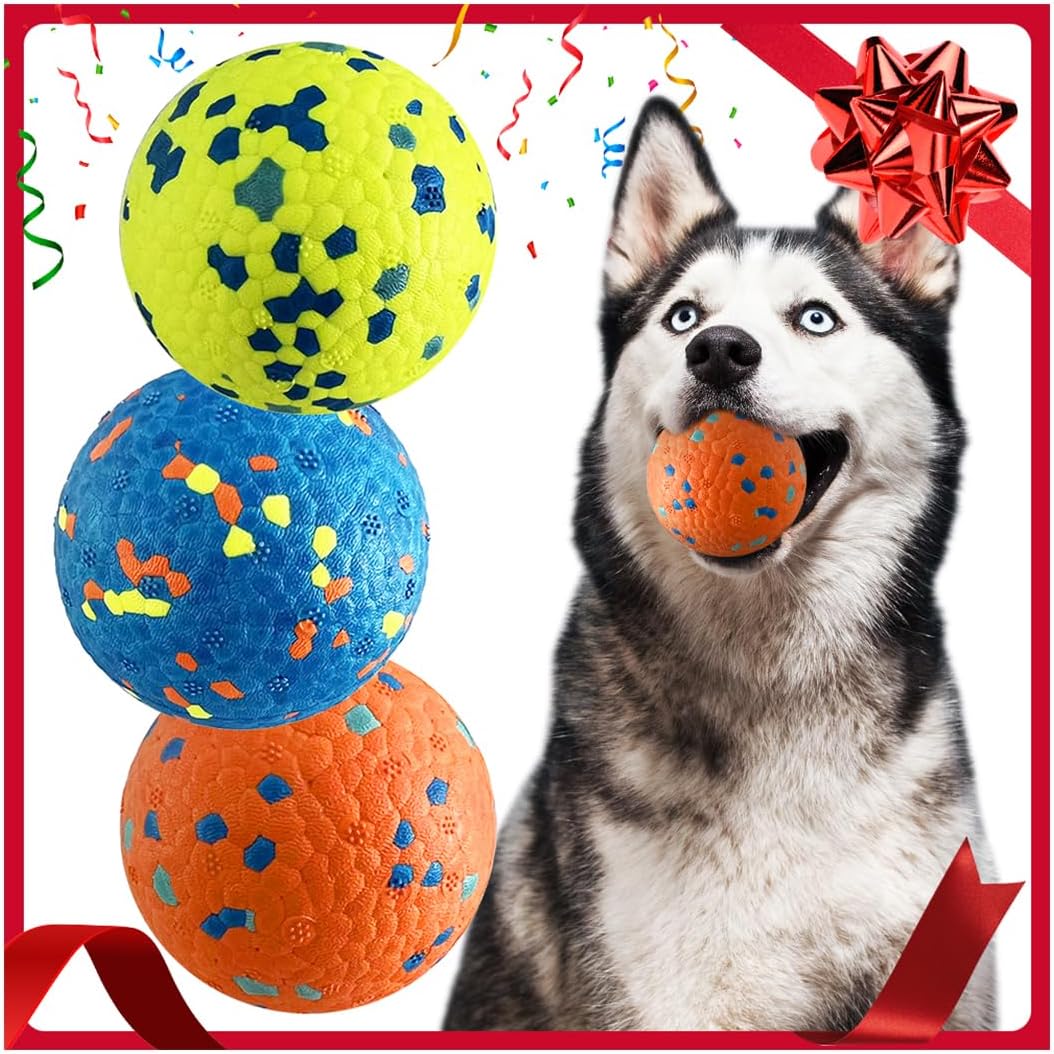 Dog Balls, Indestructible Tennis Balls for Dogs, Durable Bouncy Dog Toy Balls for Aggressive Chewers, Interactive Dog Toys for Fetch Game, Lightweight Floating Dog Toys