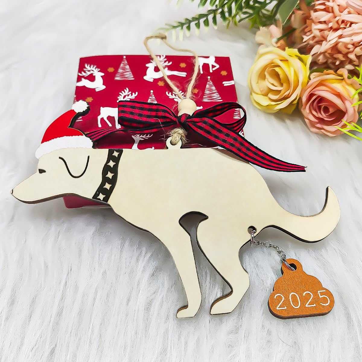 Funny Christmas Ornaments 2025, Wooden Dog Ornament - Fun Ornaments for Adults Exchange, Unique Ornament - Christmas Funny Gifts, Dog Gifts