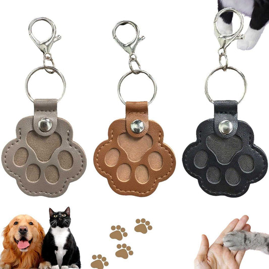 3 Pcs Dog Fur Storage Keychain, Cute Leather Paw Keychain Pet Hair Keepsake Keyring, Unique Memorial Collection Key Chain, Pet Memorial Gifts for Bag Purse Paw Charm Key Holder(Gray,Black,Brown)