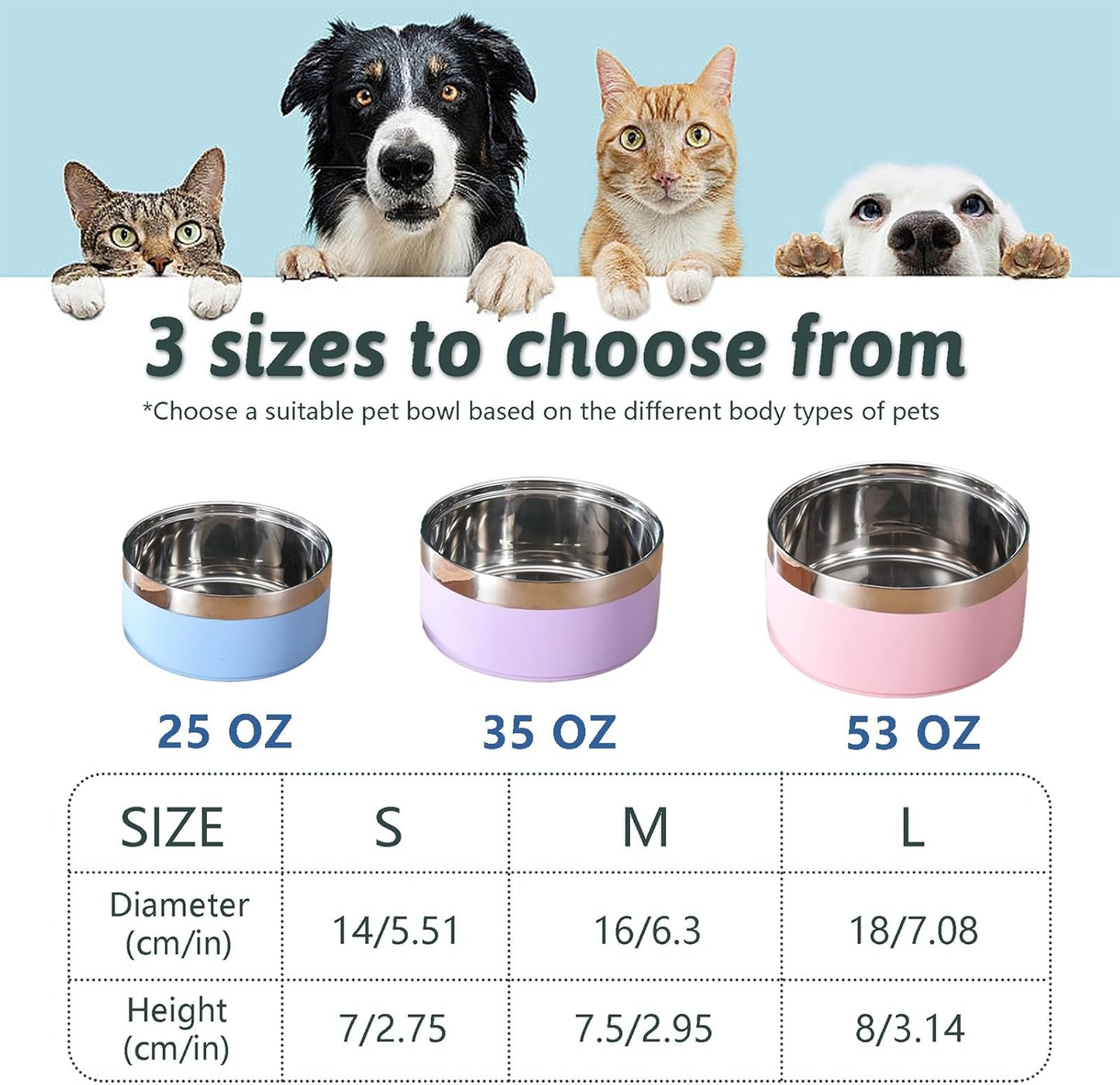 Personalized Dog Bowls with Name, Customized Steel-stanless Pet Water Bowls for Both Cat & Dog