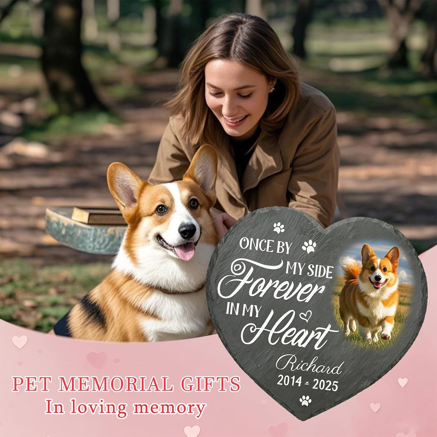 Personalized Pet Memorial Stone - Custom Dog Grave Marker with Name & Photo - Sympathy Gifts for Loss of Beloved Dog