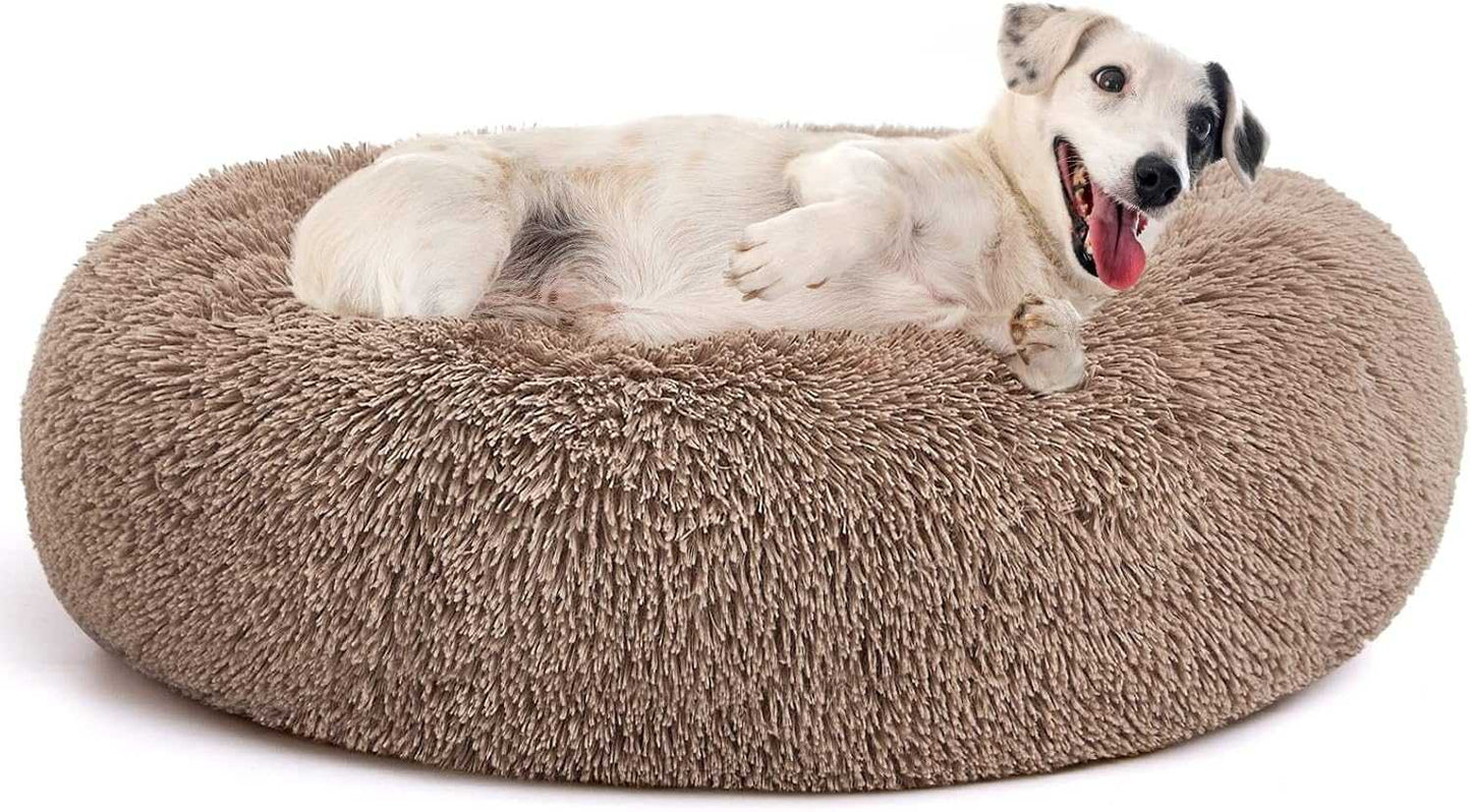 MIXJOY Ultra Soft & Comfortable Donut Cuddler Round Dog & Cat Bed (30'', Brown)