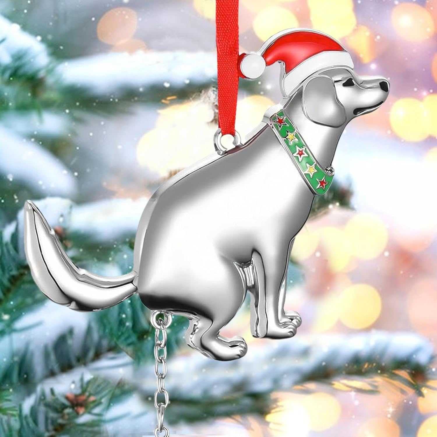 Funny Pooping Dog Ornament for Christmas Tree Decoration Naughty Hanging Metal Dog Poop for Christmas Tree Decoration?Christmas Home Car Decoration 2024