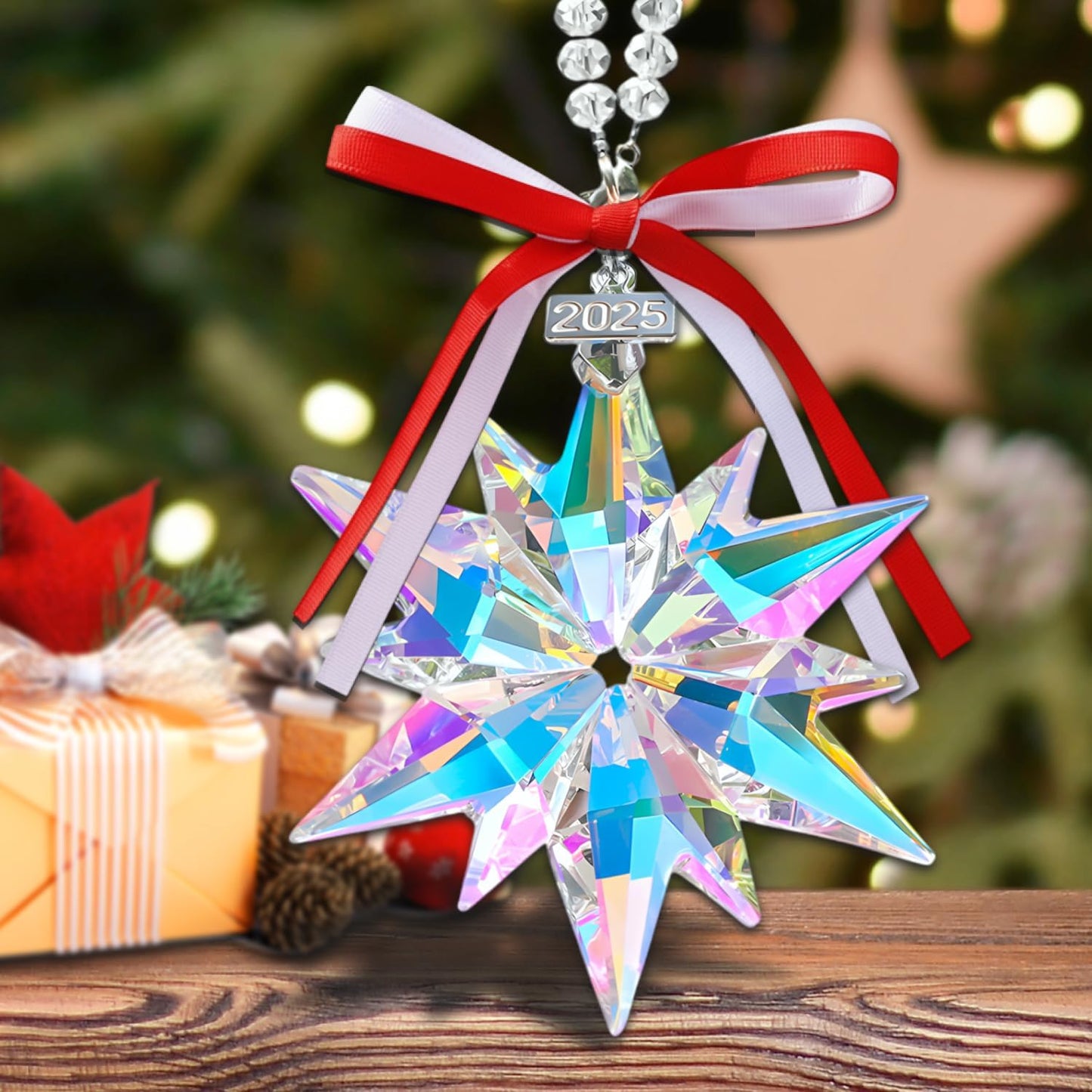 2025 Crystal Christmas Ornaments Snowflake Stars - Sparkly Crystal Ornaments for Christmas Tree, Bling Butterfly Christmas Ornaments for Women Girls