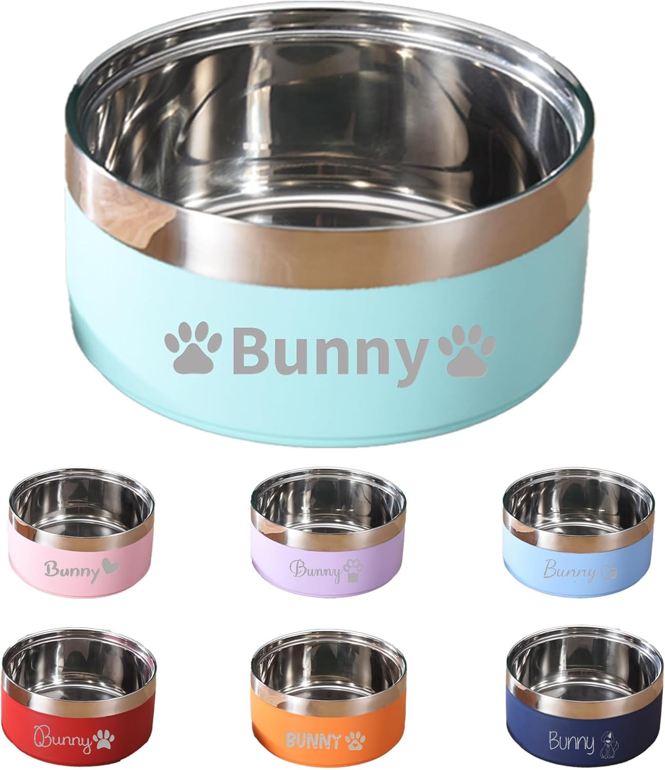 Personalized Dog Bowls with Name, Customized Steel-stanless Pet Water Bowls for Both Cat & Dog