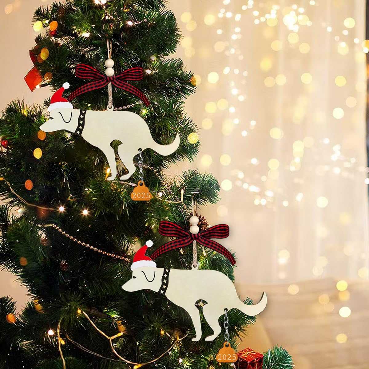 Funny Christmas Ornaments 2025, Wooden Dog Ornament - Fun Ornaments for Adults Exchange, Unique Ornament - Christmas Funny Gifts, Dog Gifts