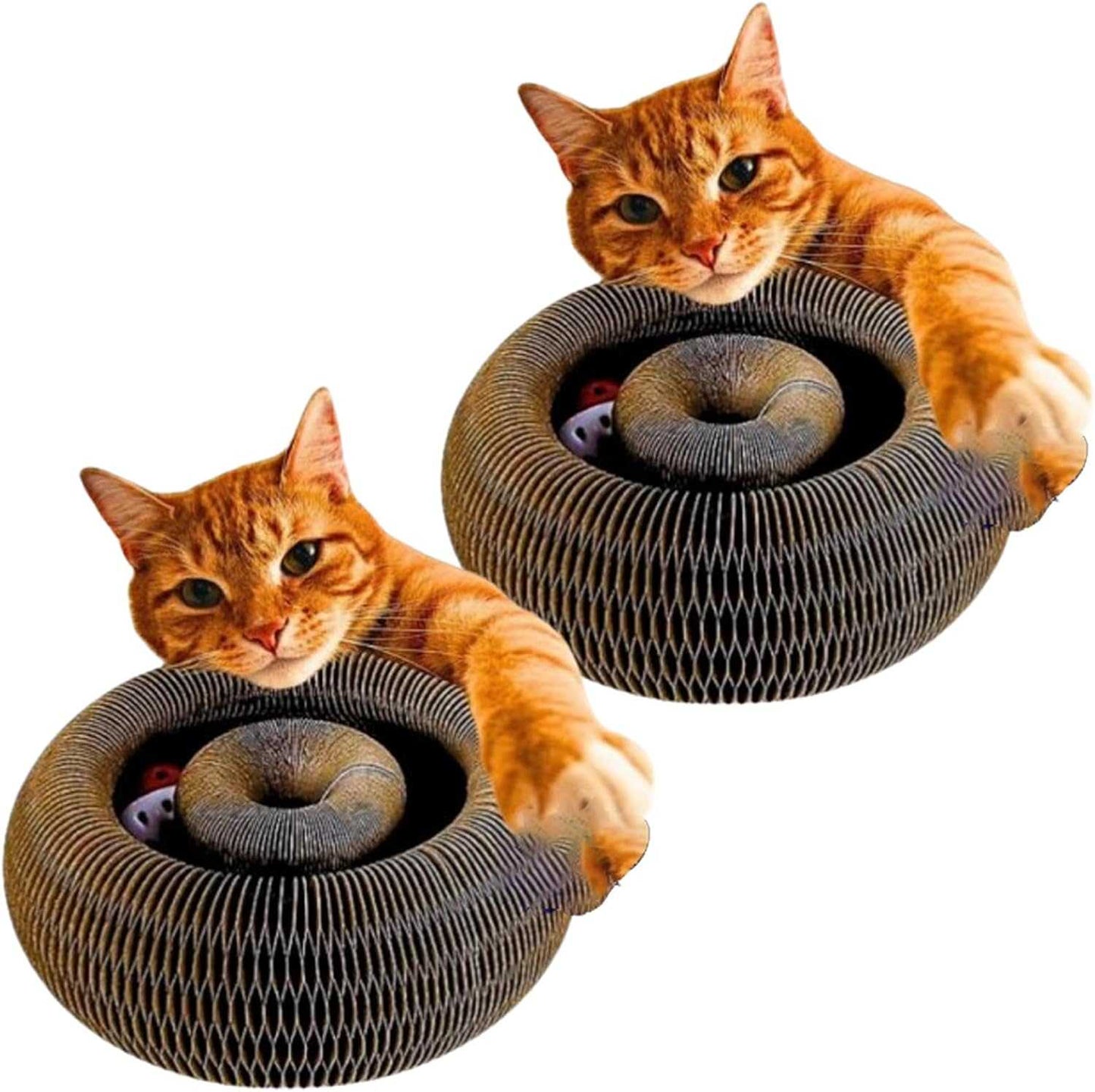 2PACK Kitty Kurlz Cat Toy, Interactive Cat Scratching Board with Ball - Recyclable Scratching Pad for Indoor Cats