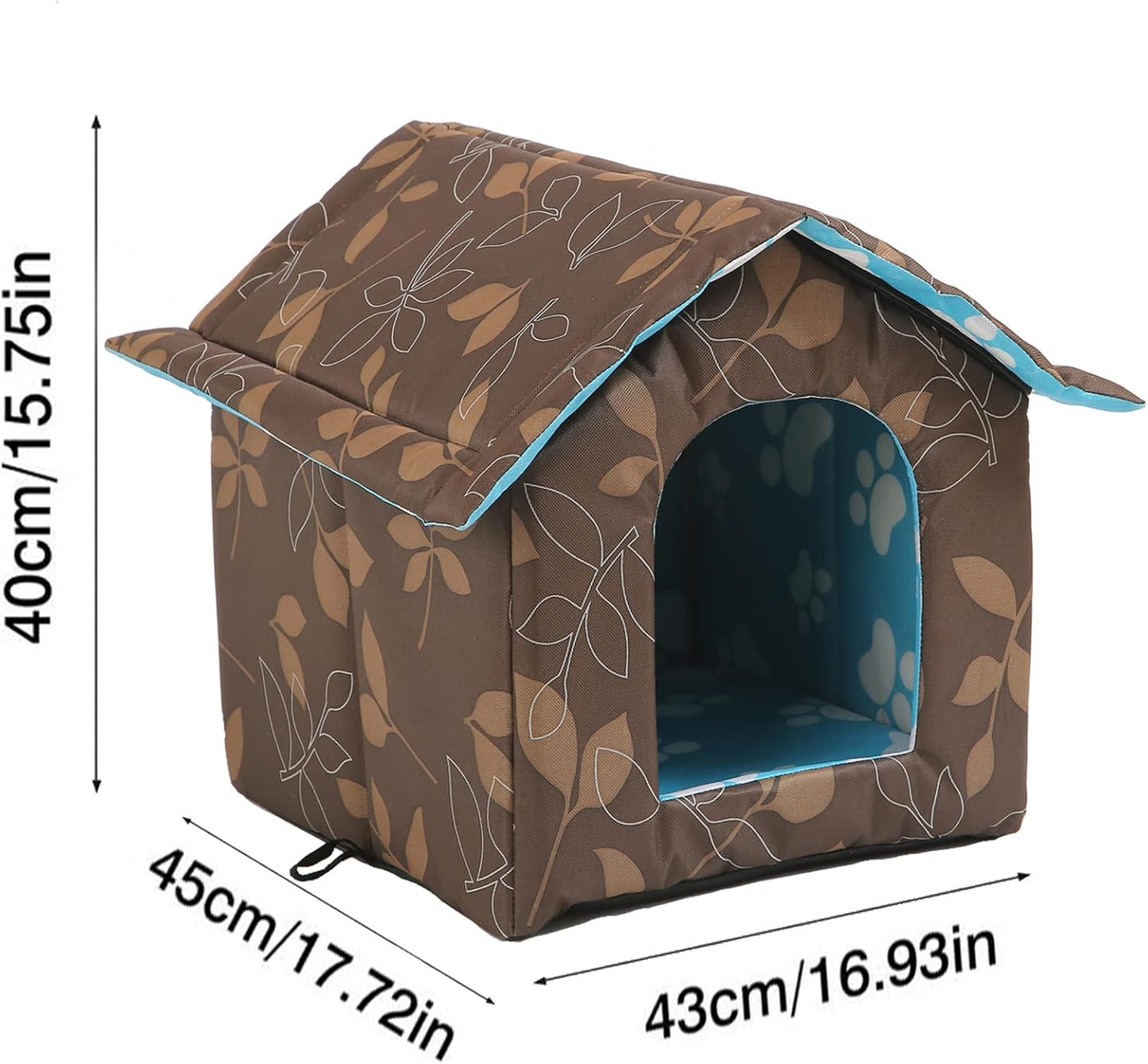 Outdoor Cat House, Cat Houses for Outdoor Cats, Weatherproof Warm and Insulated Cat House with Transparent Curtain Pet House, Stray Cats Shelter (Shabby Chic, Large-Houses)