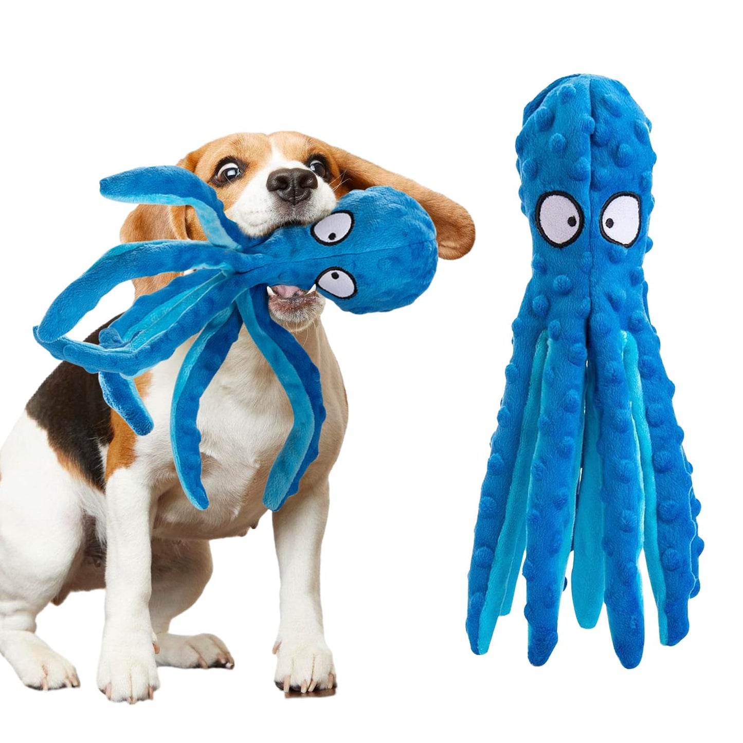 Alphatool Squeaky Dog Toys - 3pcs Soft Plush Chew Crinkle Puppy Toys to Keep Them Busy, Octopus No Stuffing Interactive Essentials for Teething Small Medium Pets Dogs Gifts