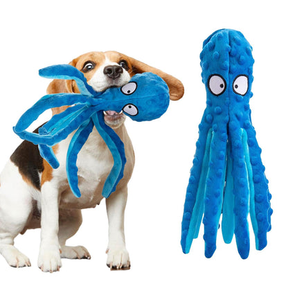 Alphatool Squeaky Dog Toys - 3pcs Soft Plush Chew Crinkle Puppy Toys to Keep Them Busy, Octopus No Stuffing Interactive Essentials for Teething Small Medium Pets Dogs Gifts