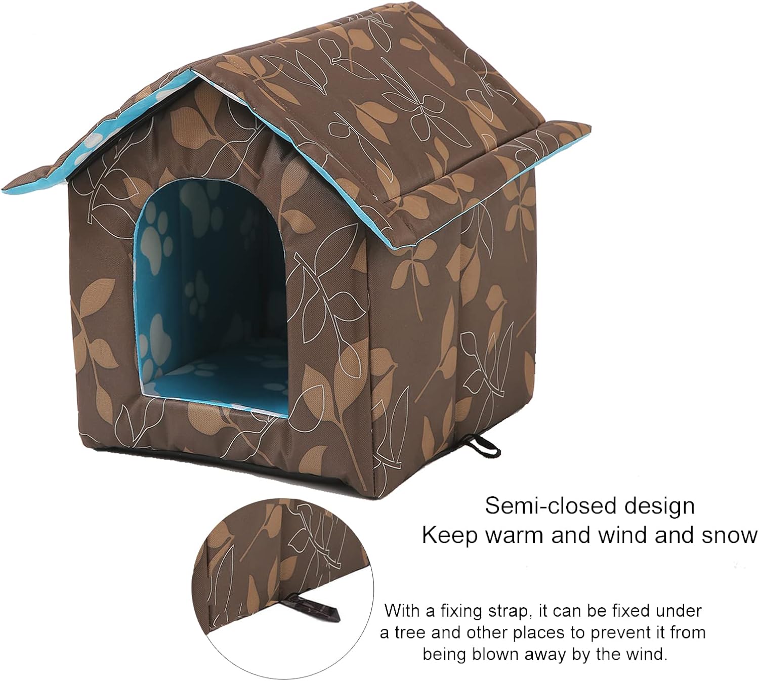 Outdoor Cat House, Cat Houses for Outdoor Cats, Weatherproof Warm and Insulated Cat House with Transparent Curtain Pet House, Stray Cats Shelter (Shabby Chic, Large-Houses)