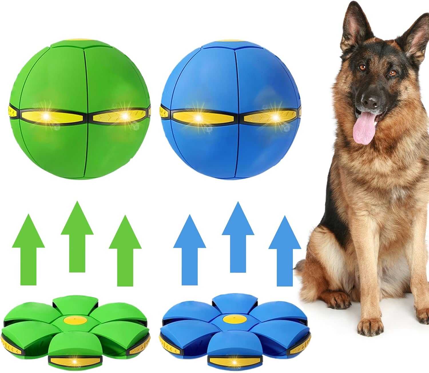 2PCS Dog Flying Disc Toy, Pet Toy Flying Saucer Ball with 3 Light for Dogs, Dog Toy Outdoor Toy Doggy Disc Ball, Outdoor Games
