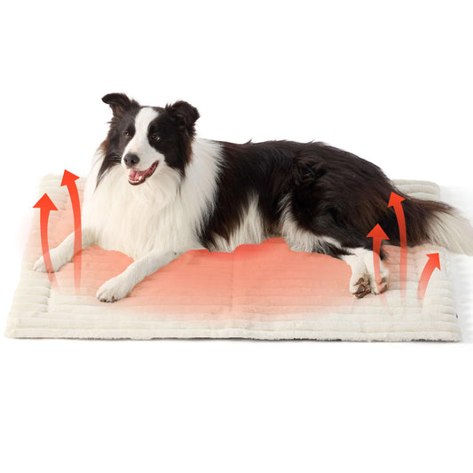 Bedsure Self Warming Dog Bed for Large Dogs, Self Heating Dog Crate Pad, Thermal Extra Warm Puppy Mat Indoor & Outdoor, Non-Slip & Washable, 35" x 23", Brown