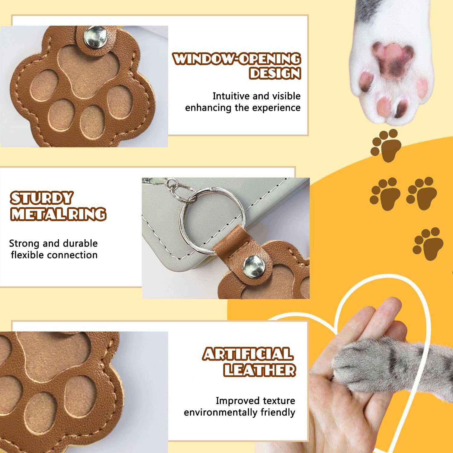 3 Pcs Dog Fur Storage Keychain, Cute Leather Paw Keychain Pet Hair Keepsake Keyring, Unique Memorial Collection Key Chain, Pet Memorial Gifts for Bag Purse Paw Charm Key Holder(Gray,Black,Brown)