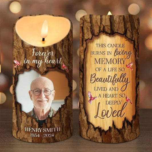 Your Life was A Blessing to Us All Personalized Photo 3D LED Memorial Candles, Memory Lamps Bereavement Gifts for Loss of Father, Mother