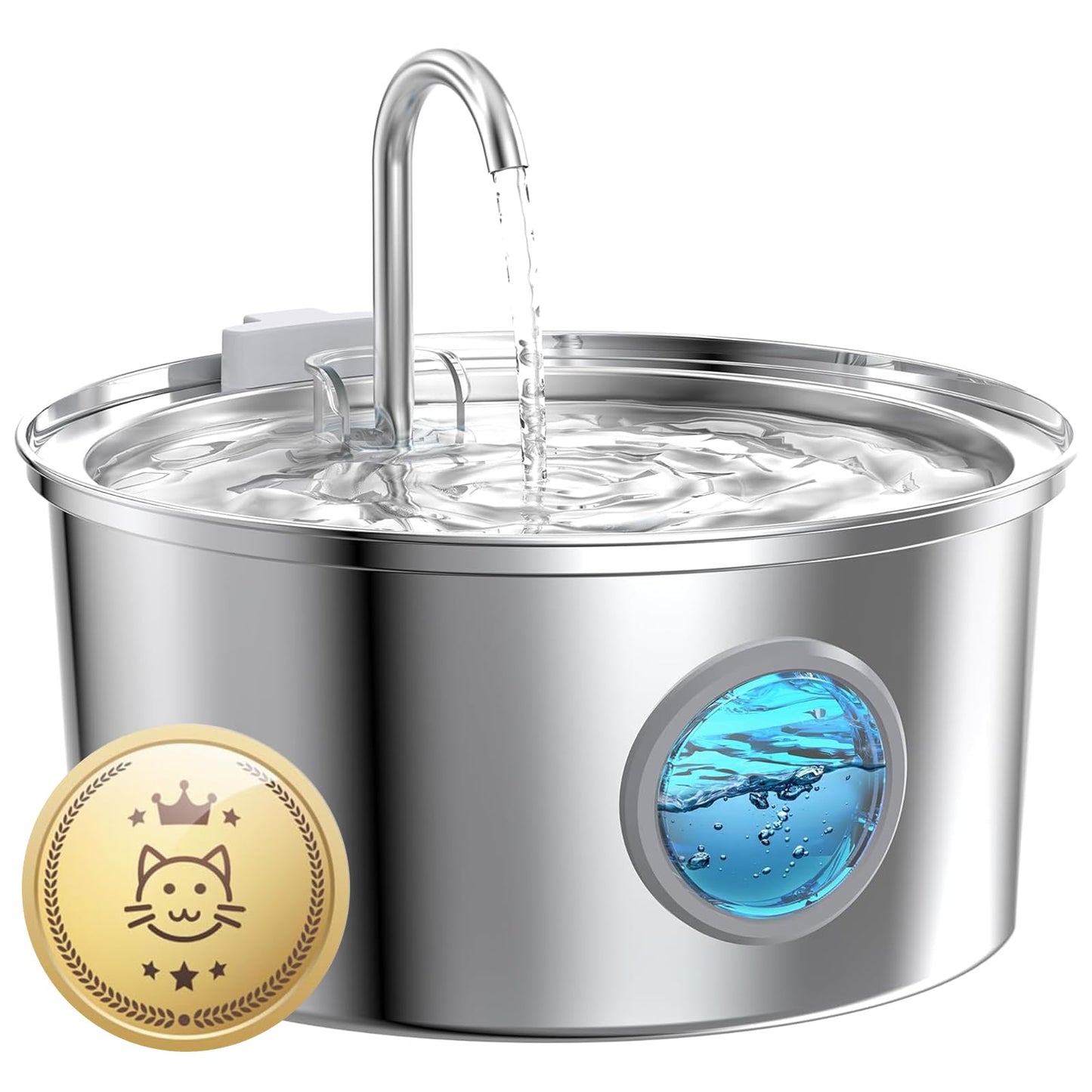 Cat Water Fountain Stainless Steel: 74oz/2.2L Cat Fountain for Drinking - Pet Water Fountain for Cats Inside - Quiet Cats Water Bowl Dispenser - Kitty Drinking Fountains - for Pets& Small Animals