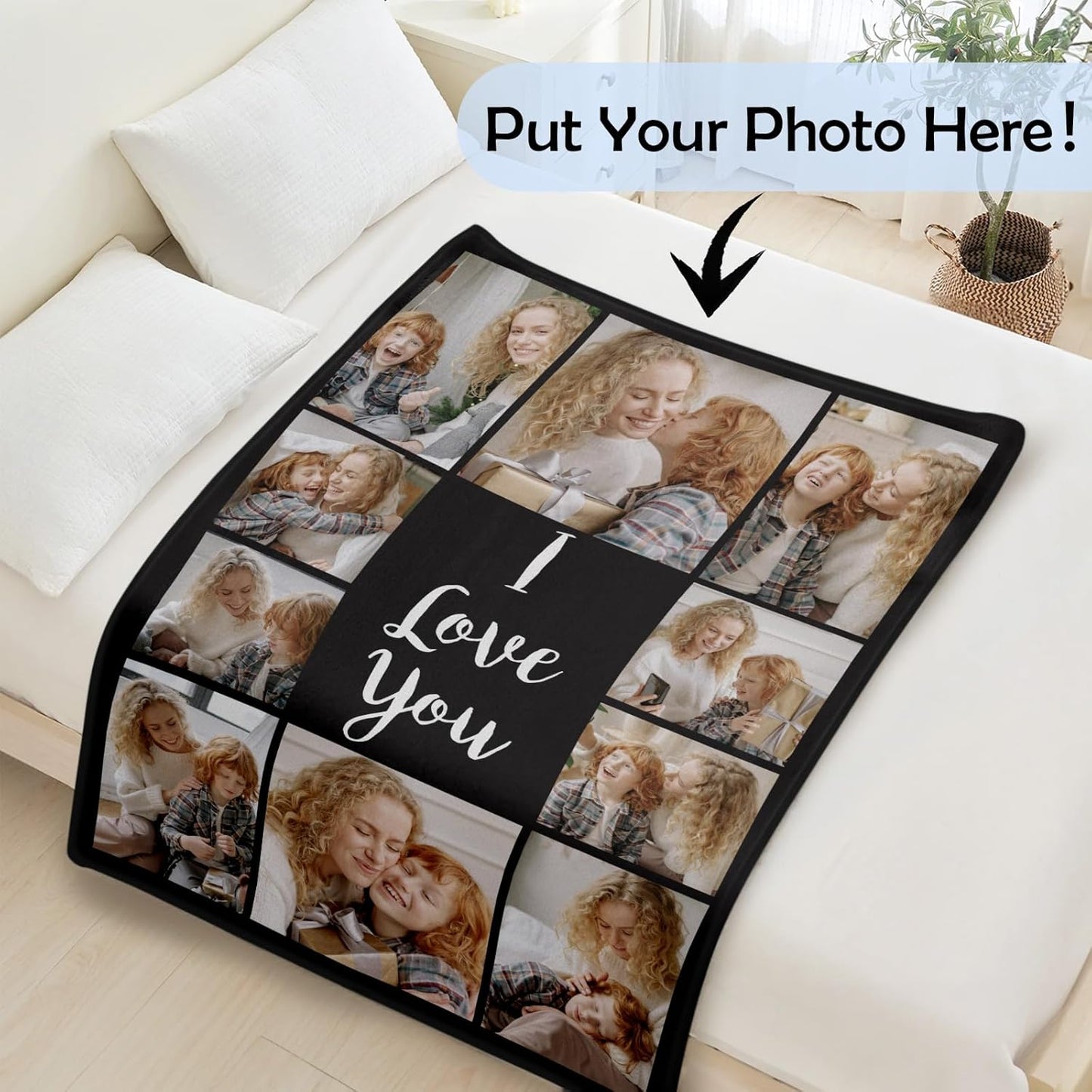 Mothers Day Birthday Gifts for Mom Custom Blanket with Pictures Text Personalized Flannel Photo Blankets Customized Throw Gift for Women