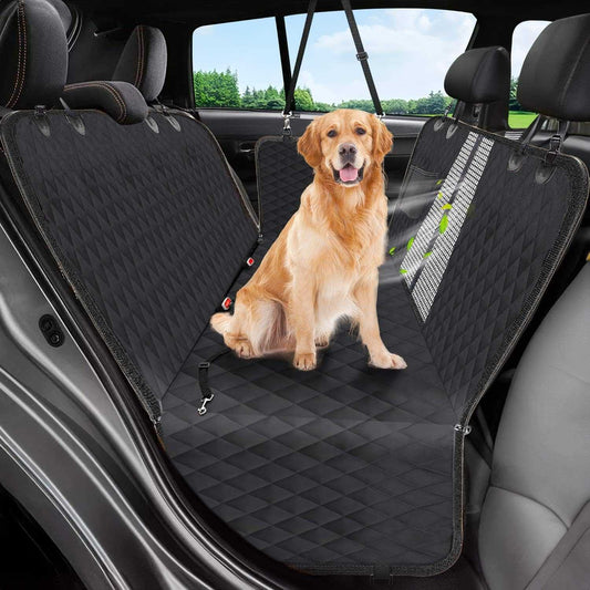 Dog Car Seat Cover, 600D Heavy Durable Dog Seat Cover for Back Seat, 100% Waterproof Scratch Proof Nonslip Dog Hammock for Car with Side Flap