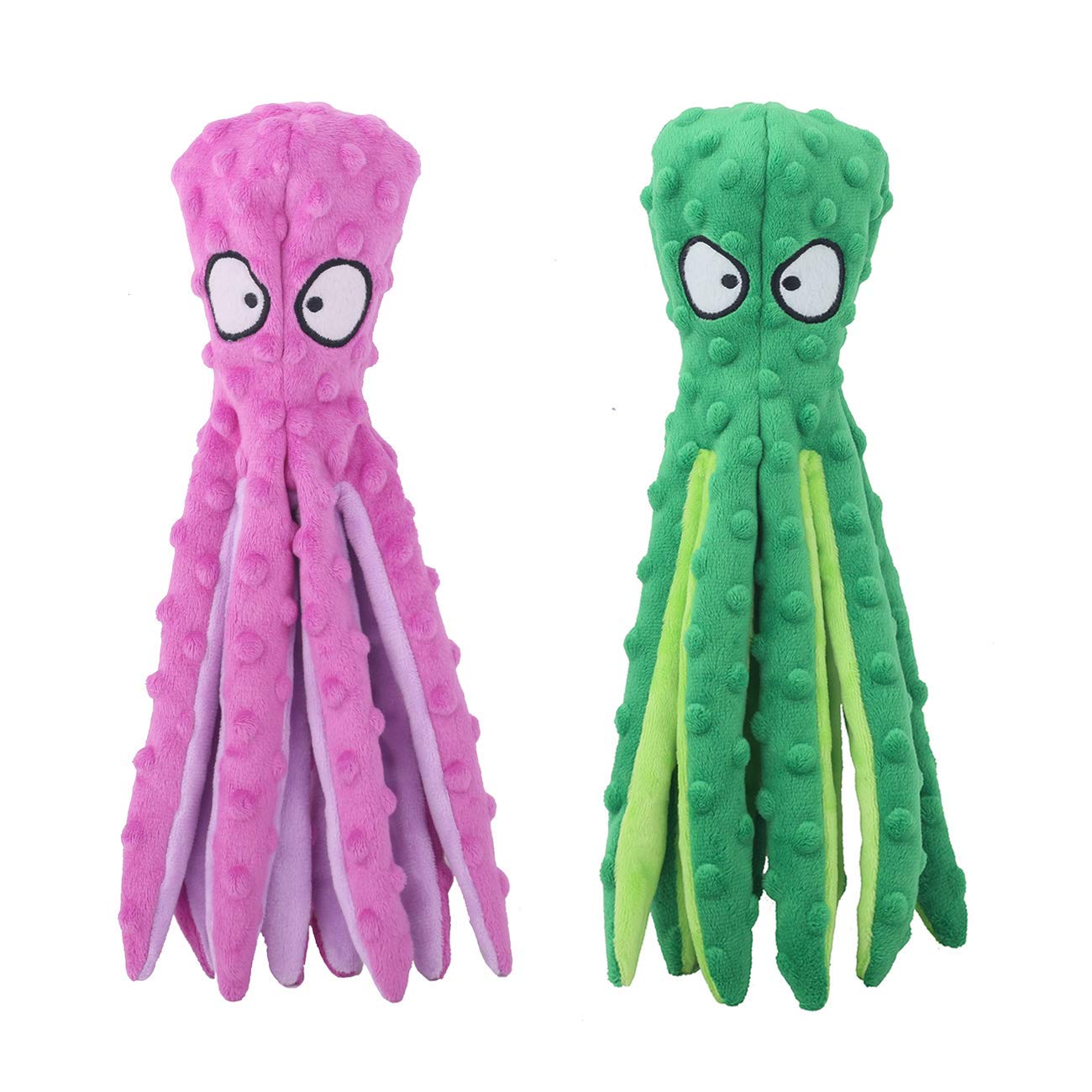 Dog Squeaky Toys Octopus - No Stuffing Crinkle Plush Toys for Puppy Teething, Durable Interactive Chew Toys for Small, Medium and Large Dogs Training and Reduce Boredom, 2 Pack