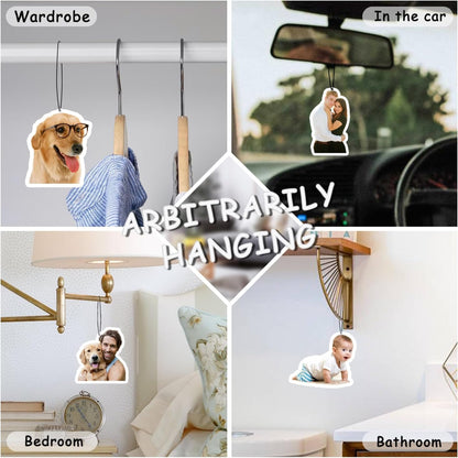Benutzerdefinierte Lufterfrischer mit Bild - Personalisierte doppelseitige Foto-Lufterfrischer, für Auto Kleiderschrank Bad Hängeornamente