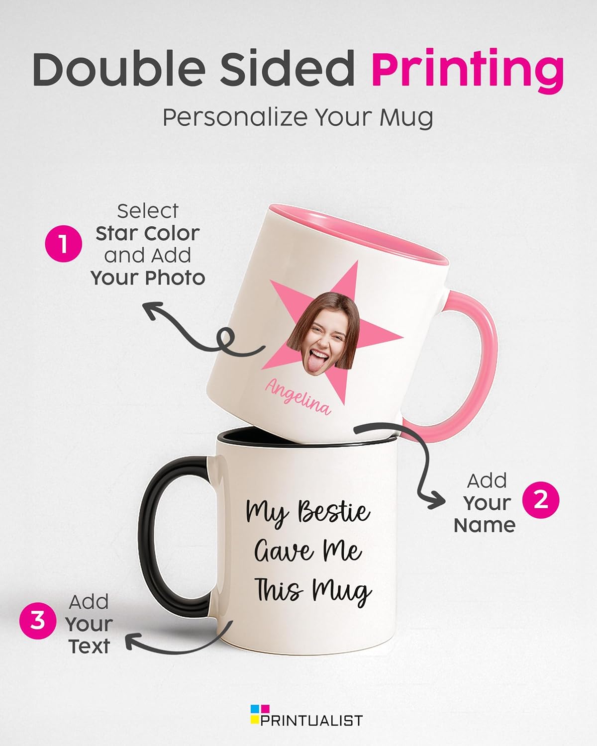 Custom Mugs With Star Face Pictures - Personalized Mugs with Face, Image - Customized Cups, Customized Funny Kitchen Gift, Fun Coffee Cups