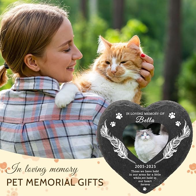Dog Memorial Gifts for Loss of Dog Cat,Personalized Pet Memorial Stone with Photo Name