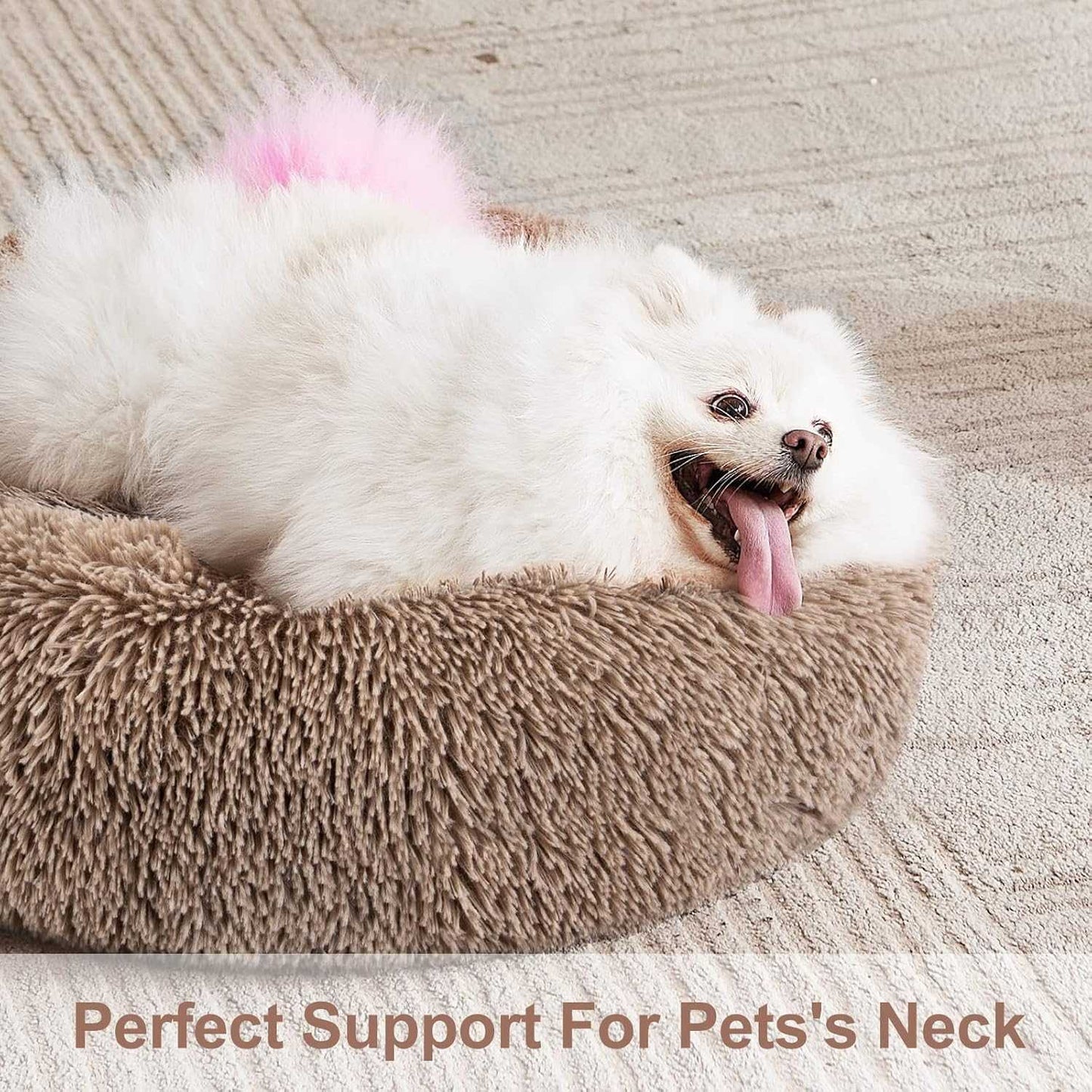 MIXJOY Ultra Soft & Comfortable Donut Cuddler Round Dog & Cat Bed (30'', Brown)