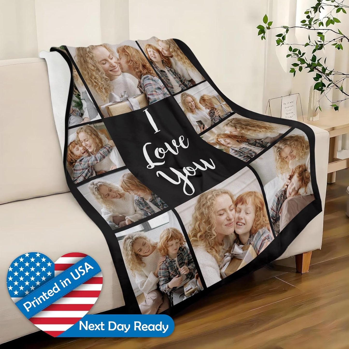 Mothers Day Birthday Gifts for Mom Custom Blanket with Pictures Text Personalized Flannel Photo Blankets Customized Throw Gift for Women