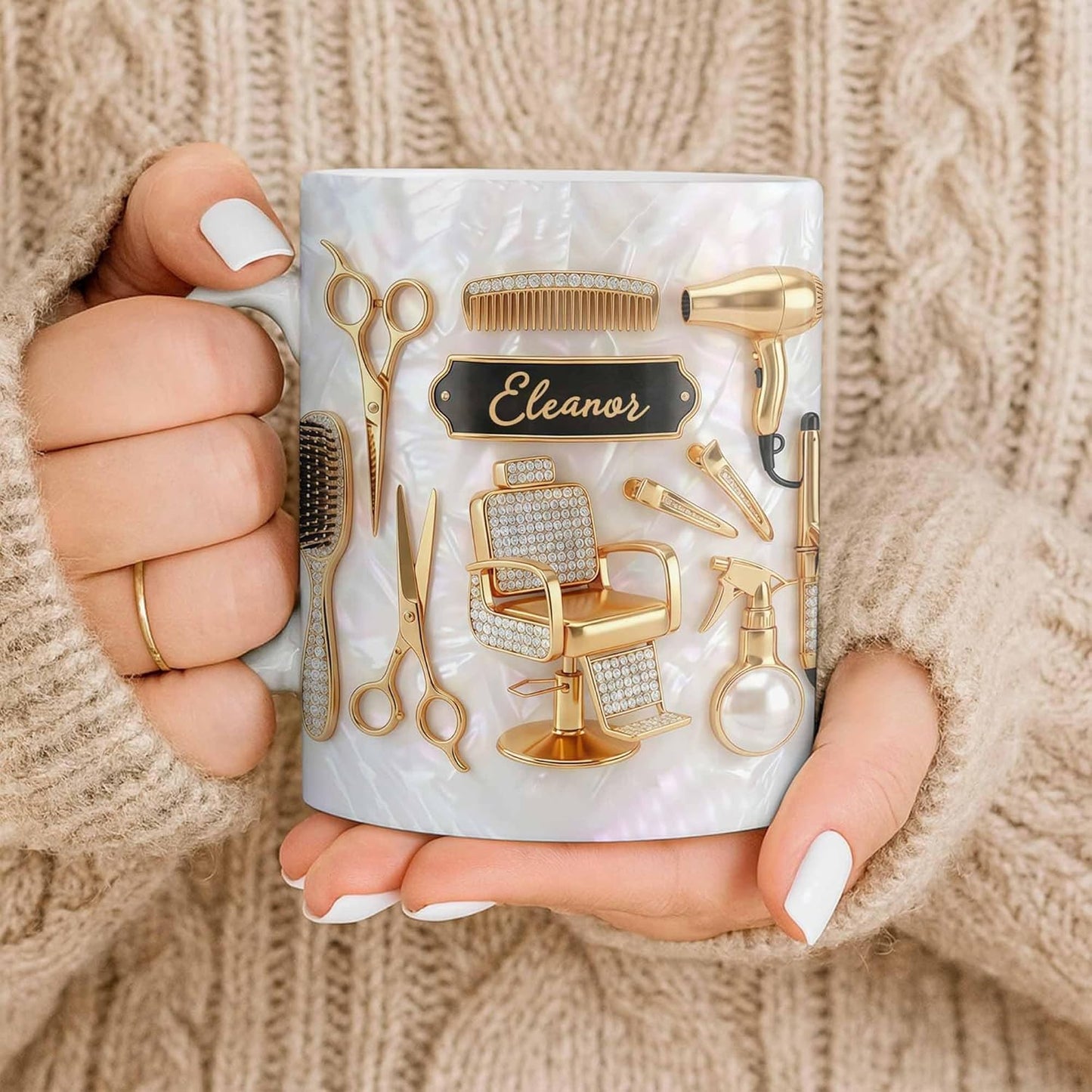 Personalisierte Friseur-Namens-Tasse, 325ml, 440ml 3D-Druck-Effekt Friseurgeschenk, Geschenk für Barbiere und Friseure
