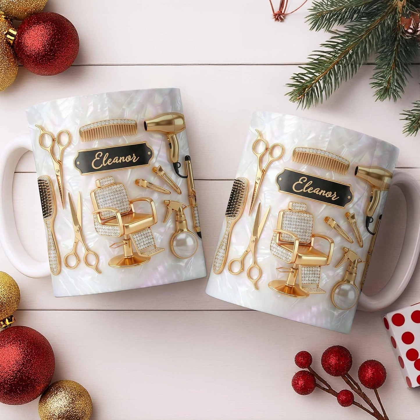 Personalisierte Friseur-Namens-Tasse, 325ml, 440ml 3D-Druck-Effekt Friseurgeschenk, Geschenk für Barbiere und Friseure