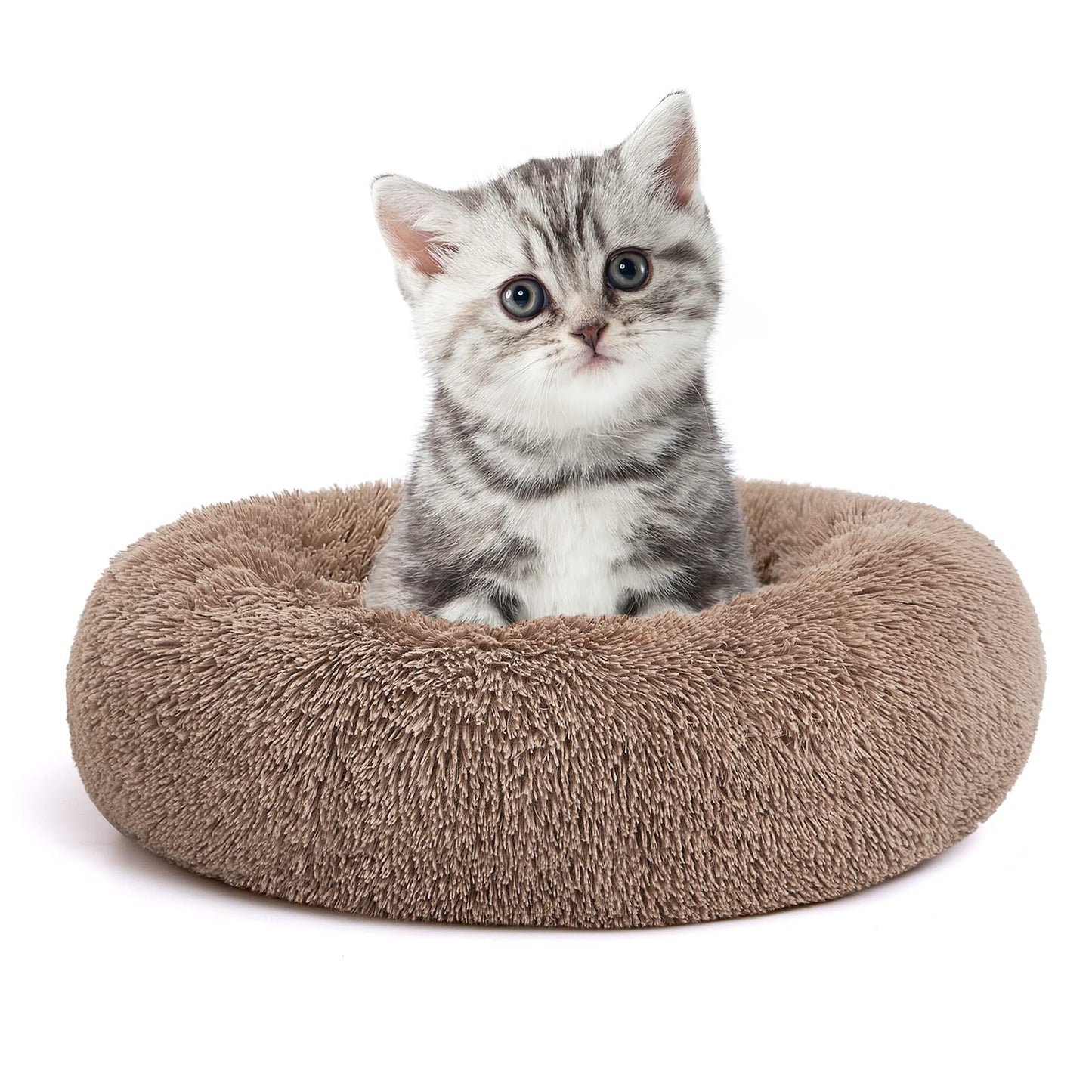 MIXJOY Ultra Soft & Comfortable Donut Cuddler Round Dog & Cat Bed (30'', Brown)