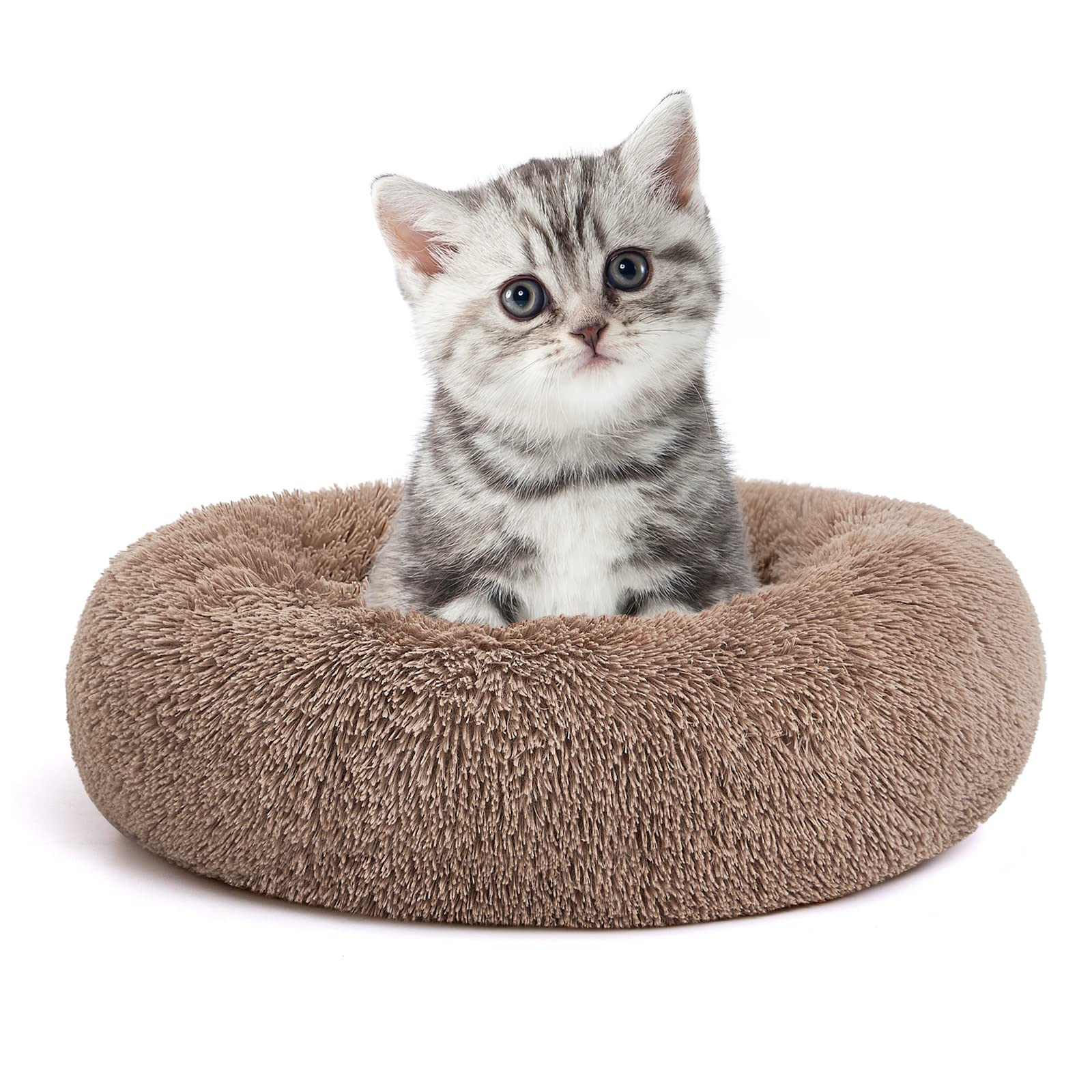 MIXJOY Ultra Soft & Comfortable Donut Cuddler Round Dog & Cat Bed (30'', Brown)