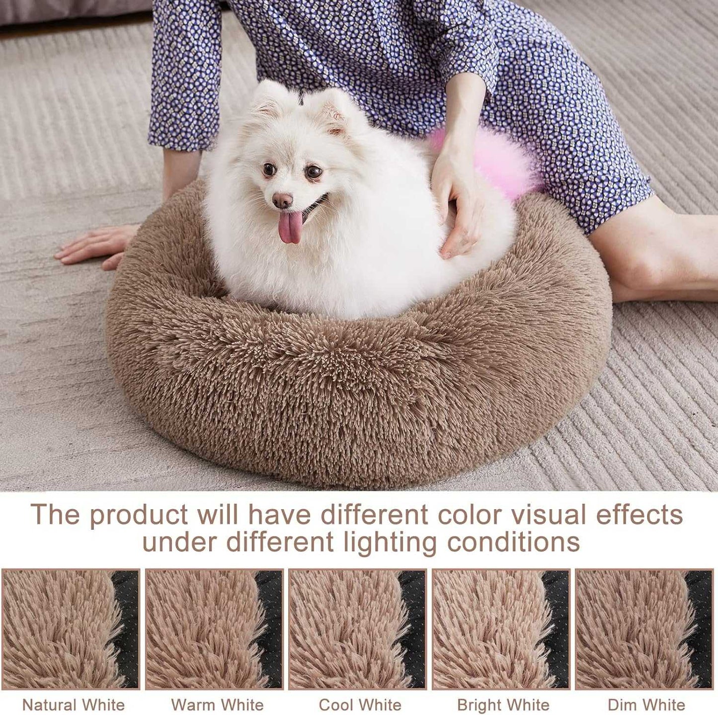 MIXJOY Ultra Soft & Comfortable Donut Cuddler Round Dog & Cat Bed (30'', Brown)