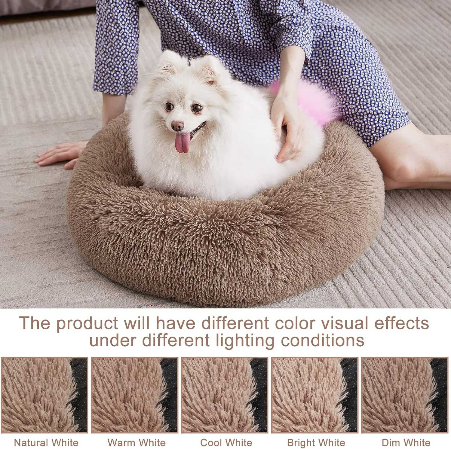 MIXJOY Ultra Soft & Comfortable Donut Cuddler Round Dog & Cat Bed (30'', Brown)
